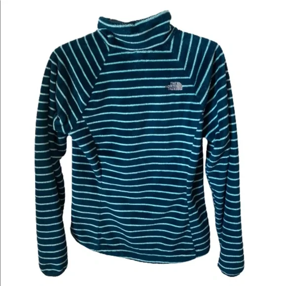 The North Face Osito Fuzzy Blue Stripe Jacket Women's Small - Picture 2 of 4